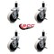 Service Caster 4 Inch Thermoplastic Wheel 1-3/8 Inch Expanding Stem Caster with Brakes, 4PK SCC-EX05S410-TPRS-SLB-138-4 - alternate 1